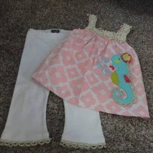 Mud Pie Baby Girls' Seahorse Tunic and Legging Set